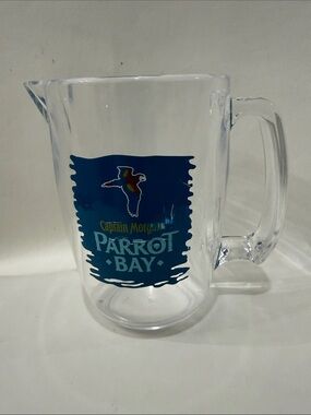 Captain Morgan Parrot Bay Clear Heavy Acrylic 32 Oz 6 1/2 X 4 In Pitcher Blue